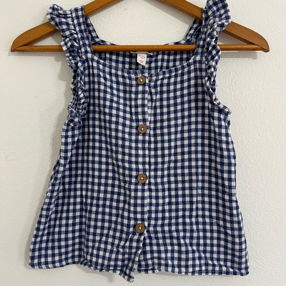 Cat & Jack Blue and White Gingham Blouse